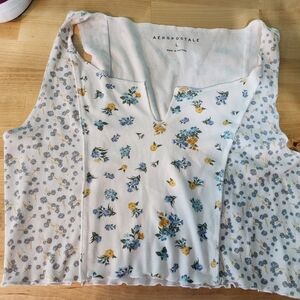 Aeropostale Floral Kids Tank Top - White and Blue